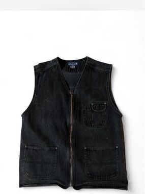 Black Men's Utility Zip Vest